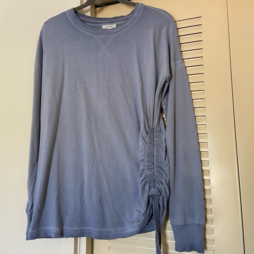 Blue Dyed Over-sized Long Sleeve Shirt